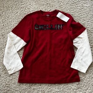 New Gymboree shirt layered long sleeve chillin plaid red white 7 small